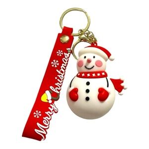 Merry Christmas Snowman Keychain Bag Charm – Holiday Accessory